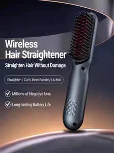 Wireless Hair Straightener with Millions of Negative Ions for Smooth Hair Straightening & Curling with Inner Buckle & Long-lasting Battery Life