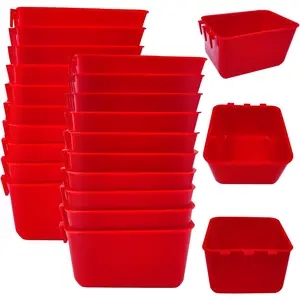 Chicken Coop Feeder Water Cup - 20 Count Red Cage Cups for Birds, Includes 16 oz Cages, Ideal for Parakeet Poultry, Bunny Wire Cage