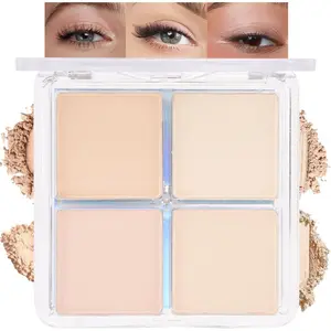 Light Beige Nude Pink Ivory Eye Shadow Powder Palette Makeup, Neutral Matte Shimmer Cream Quad Eyeshadow Palette for Women Highly Pigmented Waterproof