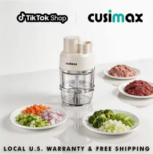 CUSIMAX 3-in-1 Corded Food Processor - 230W Electric Chopper with 304 SS Blade, Double-Layer Bowls, 2-Speed Motor, Child Lock, 6.5x6.5x12.8", Easy-Clean Design, US Plug for Slice, Shred, Grate, Kitchen Appliance
