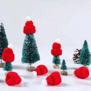 10pcs Mini Christmas Knitting Hats Red and Green - Christmas Tree Decorations and Ornaments for Holiday Season