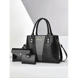 Women's Fashionable Crocodile Embossed Handbag & Wallet & Wallet, Casual Versatile Shoulder Bag Set for Daily Used, Trendy High-quality Daily Commuting Bag