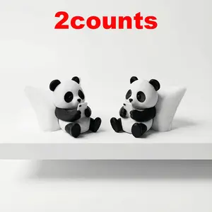 Two Panda Sculpture Figurines, Decorative Sculptures, Desktop Office Decor, Car Decoration, Creative Animal Models, Home Gift Collection, Home Decoration Collectible, Style Ornament