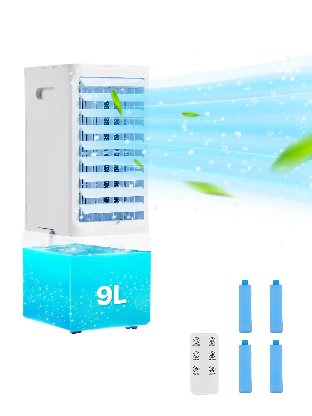 VEVOR Evaporative Air Cooler 9L 550 CFM Swamp Air Conditioner with 2 Ice Boxes