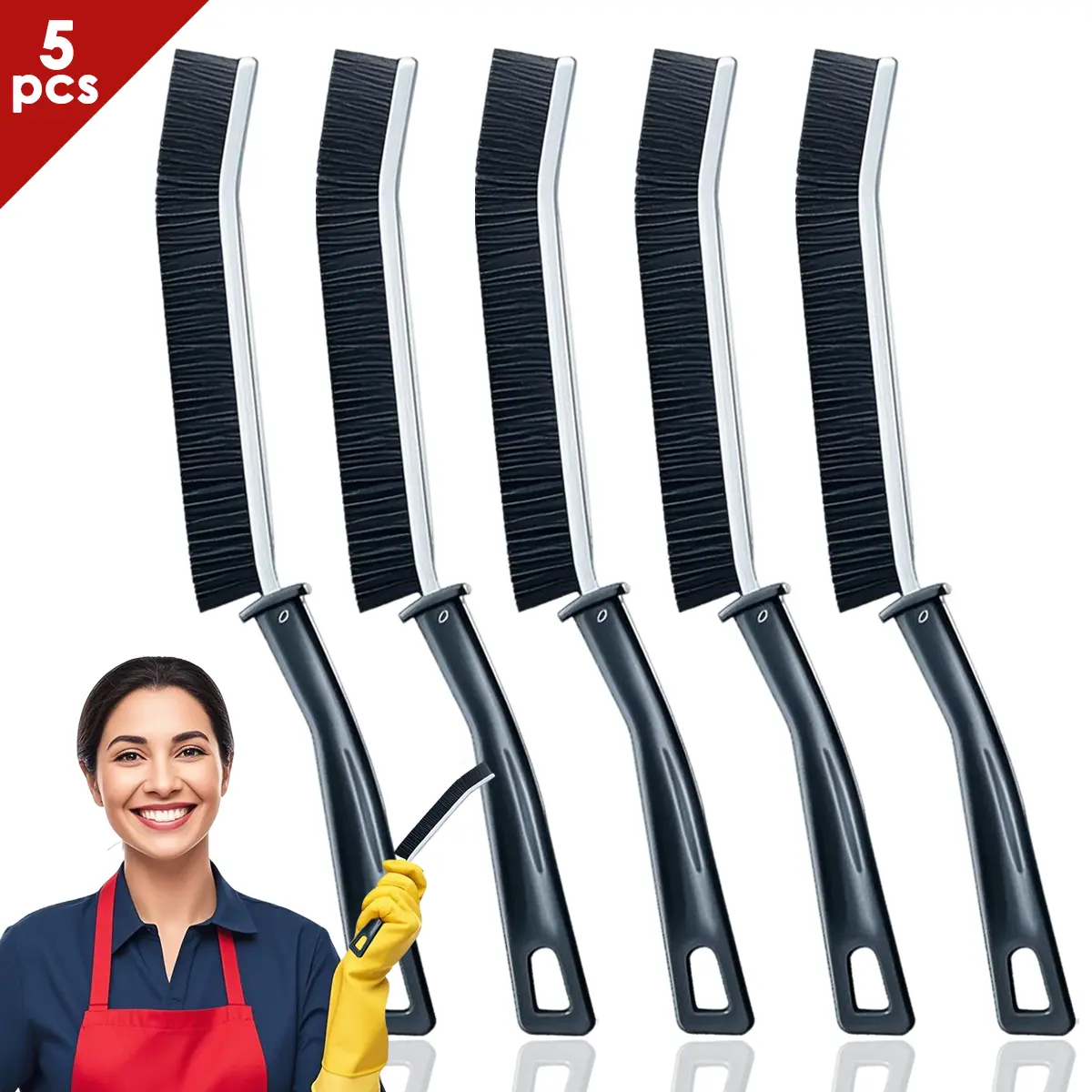 5-piece multi-functional crevice cleaning brush set - 5 Brushes for Home Window Gaps, Bathroom Gaps, Cleaning Corners Thoroughly (Home Care Supplies)