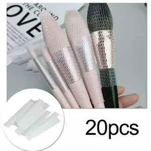 20pcs Makeup Brush Mesh Guards, Transposable Elastic Brush Covers for Bristle Protection, Stretchable Brush Shapers for Travel & Home Organization, Practical Makeup Tool