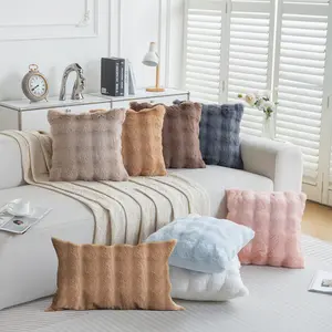 Rabbit Fur Bubble Velvet Pillow Autumn Winter Plush Solid Color Living Room Sofa Cushion Living Room Bedroom Model Room Pillowcase Home Decorative Cushion Creative Decorative Cushion