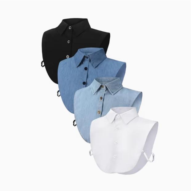 4 Pcs Fake Collar Detachable False Dicky Collar Half Shirts Round for Women Outfits Halloween Costume Accessories