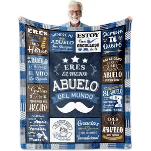 Thanksgiving Gift Abuelo Blanket Spanish Grandpa Papa Present Fathers Day Birthday Anniversary Soft Flannel Fleece Throw Bedding Lightweight Warm Cozy Sofa Couch Cover Family Love Quote