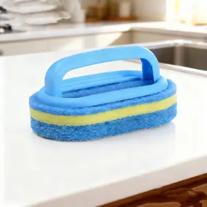 Powerful Scrub Sponge with Handle - Deep Cleans Grease& Stains Instantly!