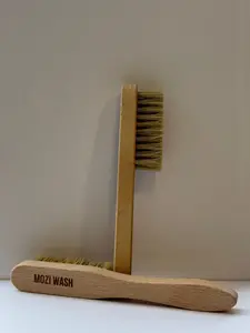 MOZI WASH Precision Stain Brush - Ergonomic Beechwood Handle for Tough Stains - Compact & Effective Spot-Treating Tool for Clothing - Cleaning