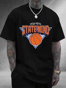 Men's & Women's New York Basketball T-Shirt - 100% Cotton Oversized Streetwear Tee with Round Neck Short Sleeve, Casual Unisex Top for Daily Wear & NY-Themed Gift Idea (Machine Washable)