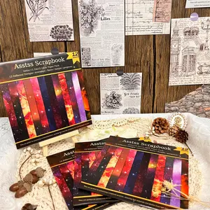 Universe Starry Sky Pattern Scrapbooking Paper Pad, 12 Sheets 6"x 6" Scrapbooking Paper, DIY Scrapbooking Supplies for Home Decor
