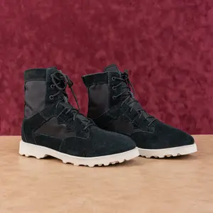 Sorel Women Caribou OTM Waterproof Black Suede Lace-Up Winter Boots sz 10.5