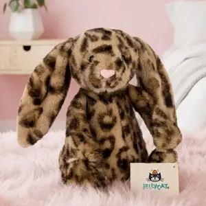 Jellycat Cobblehop Leopard Bunny Plush, Cute Stuffed Animal Doll, Gift for Her, Soft Collectible Bunny with Dust Bag, NWT