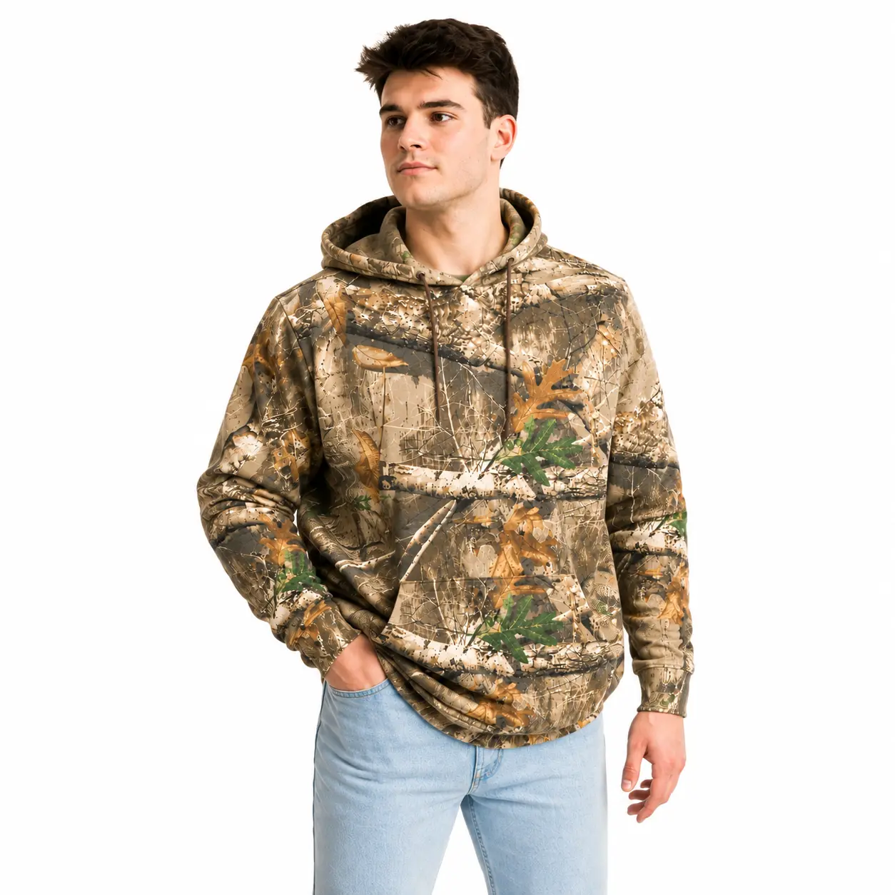 Unisex Forest Camo Pullover Hoodie – Outdoor Hunting Camouflage Sweatshirt