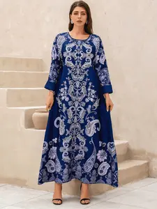 Women's Floral Print   Long Sleeve Dress, Floral Formal Elegant Round Neck Long Dress for Party Holiday Wedding Guest, Ladies Clothes for Spring