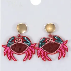 Time and Tru Beaded Crab Earring, Pink, 1 Pair