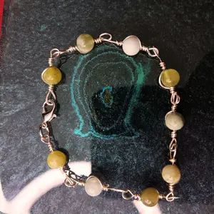 Protective & Healing Serpentine Jade Bracelet | Handmade Wire-Wrapped Link Jewelry