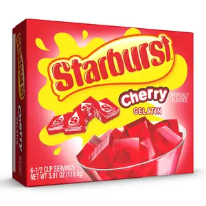 12x Starburst Cherry Gelatin - Snack Bundle Bulk Lot Raspberry Fruit Flavor Dessert Mix Powder Jello Pudding Cups Treats Sweets Party Favors Kids School Lunch Quick Easy To Make Food Pantry Staples Gourmet Pack 3.91oz 12ct