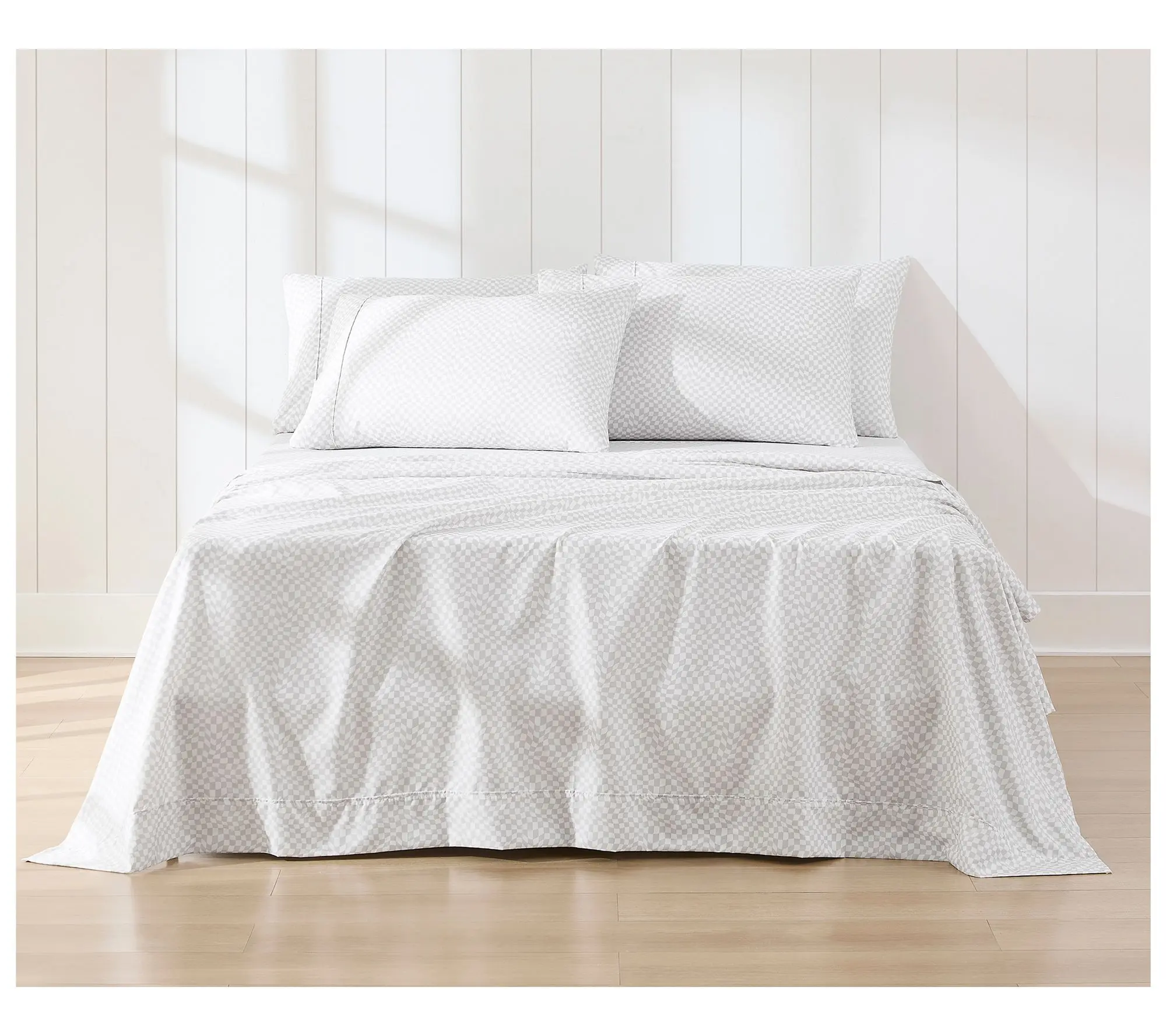 Lush Decor Circus Wavy Checks Sheet Set Light Gray 6Pc Full