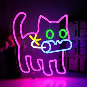 USB-Powered Cat Neon Sign Wall - Dimmable LED Kitten Face with Switch Control, Plug-in Cat-Themed Lighting Suitable for Bedroom, Dorm, - Perfect Gift for Cat Ladies & Gentlemen，5vUSB adjustable switch/Non-electric/Gift box packaging, Led Neon Lights