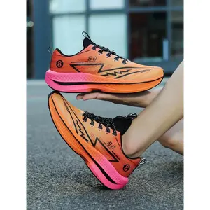 Unisex Colorblock Sport Athletic Running Shoes, Breathable Flyknit Upper, Cloud-Like Comfort, Lightweight Anti-Slip Sole, Trendy Casual Wear