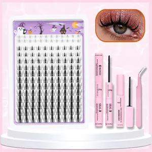 DIY Lash Clusters Kit - Soft  Long-Lasting Lashes with  Bond & Seal & Glue Remover & Tweezer for Beginners Easy At-Home Application - Eyelash Set Eyelash Extension Kit Individual Lashes Cluster