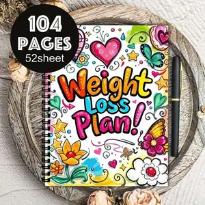 Weight Loss Plan Handbook, Vibrant Design with Heart Butterfly Flower Elements, 104 Pages Diet Journal, Exercise Tracker, Weight Tracking