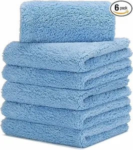 15 Pcs Car Microfiber Towels Buffing Drying Wash Cleaning Cloths Plush Large Towels Thick Care Polishing Detailing Waxing Scratch Proof Towel, 15.75 x 15.75 Inch (Light Blue)
