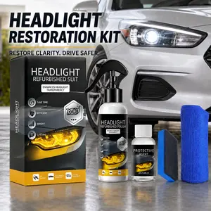 DEBEIDi Headlight Restoration Kit, Headlight Cleaner & Protective Coating Set, Helps Remove Oxidation and Yellowing, Suitable for Car Headlight Maintenance