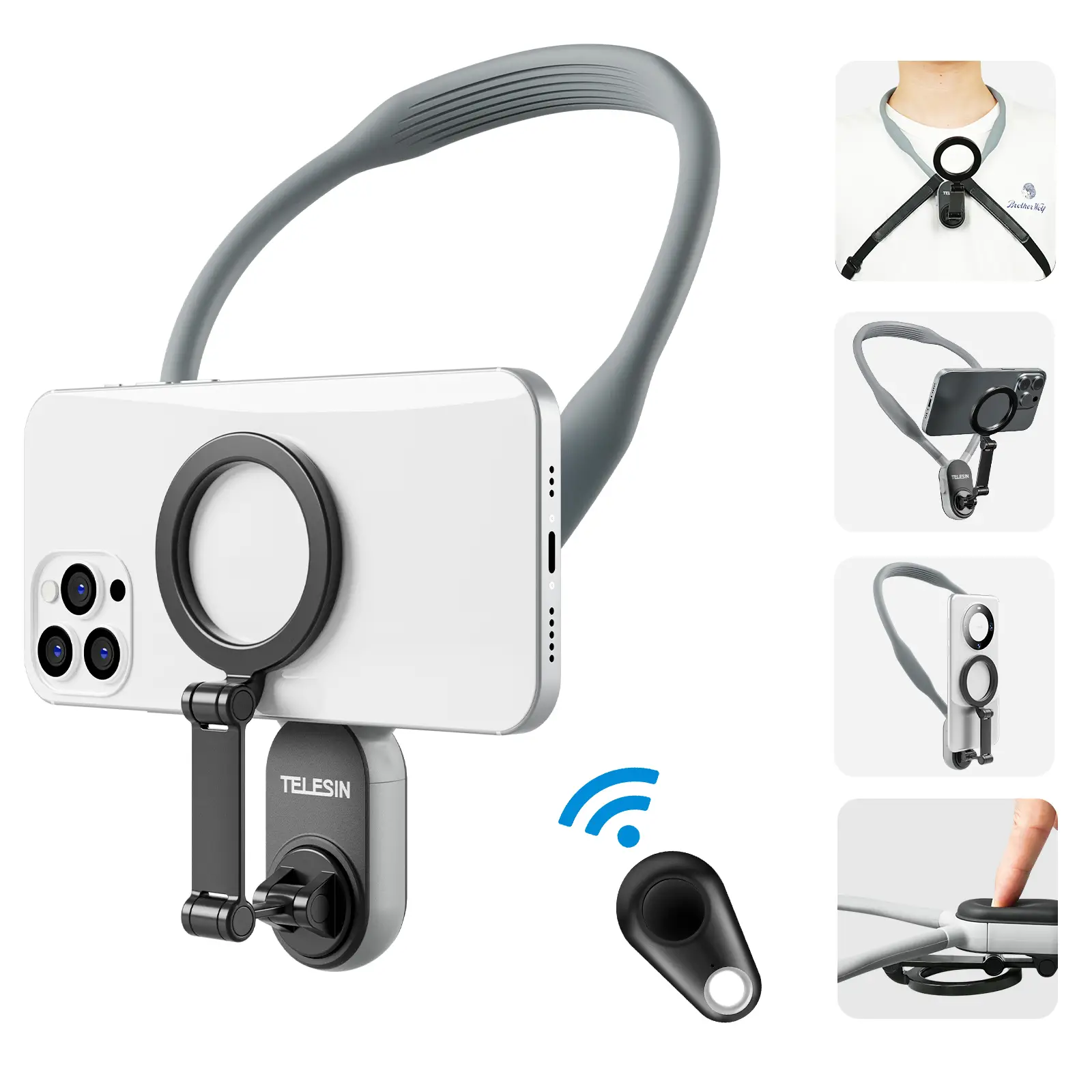 【TikTokShopFallDealsForYou】TELESIN Magnetic Neck Phone Holder – Hands-Free POV/Vlog Mount w/ Chest Strap for iPhone 17/1615/14/13/12, Android & Action