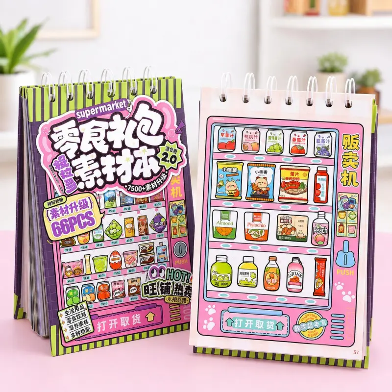 Retro Vintage Peel-and-Stick Snack Sticker Book with Tweezers, Kawaii Aesthetic Art Stickers for Scrapbooking, Journaling, Crafting, Cute Gift for Adults