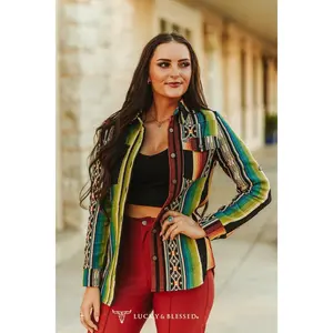 Jacquard Woven Serape Multi Color Long Sleeve Western Shirt