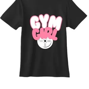 Gym Girl Shirts - Black T-Shirt with Pink and White "Gym Girl" Text Design for Women