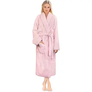 Womens Plush Soft Robe Fluffy, Warm, Fleece Sherpa Shaggy Bathrobe