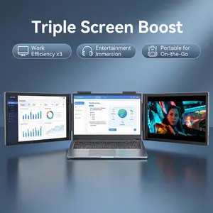 14-Inch 1080P Dual Screen Portable Monitor, Slim Lightweight Design for Laptop Gaming & Work from Home, Easy Setup with Type-C Cables & Adjustable Stand