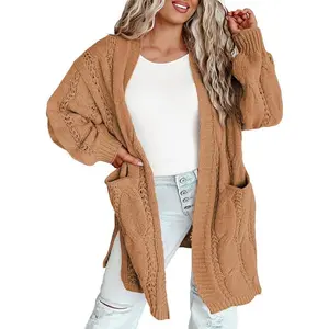 Plus Size Cardigans for Women Open Front Long Sleeves Lightweight Fall Sweaters with Pockets(1X-5X)