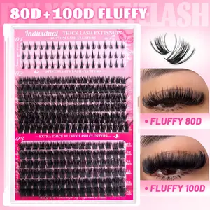 Fluffy Lash Clusters 100D High-Density Soft D-Curl Individual Mega Volume Lashes for Beginners
