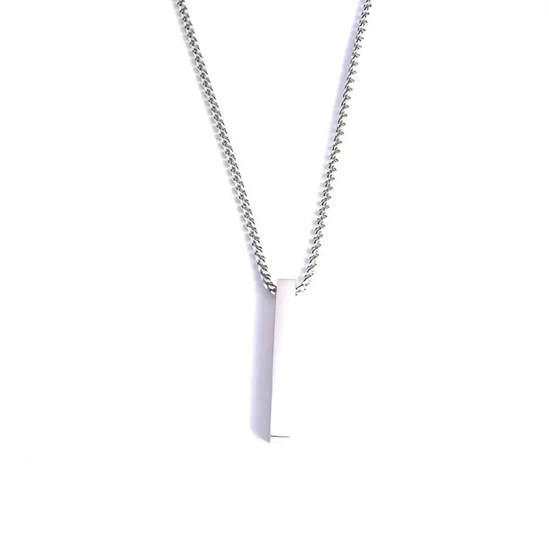 Stainless steel long rectangular necklace for men, hip-hop and disco style, personalized pendant for women, versatile sweater chain, trendy and simple accessory cross daughter autumn rapper link earring Silver Gold Plated Handmade Copper Initial bracelet