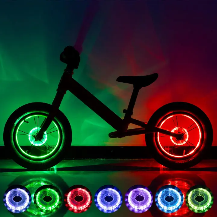 ROCKBROS PC Wheel Hub Bicycle Lights, 7-Color RGB High Brightness LED with Motion Sensor, USB Rechargeable and Waterproof Road Cycling Gear with Manual Control, No Regular Battery Powered, Fits Hubs up to 30mm, Bicycle Parts, 7 Hours In Auto 7-Color Chang