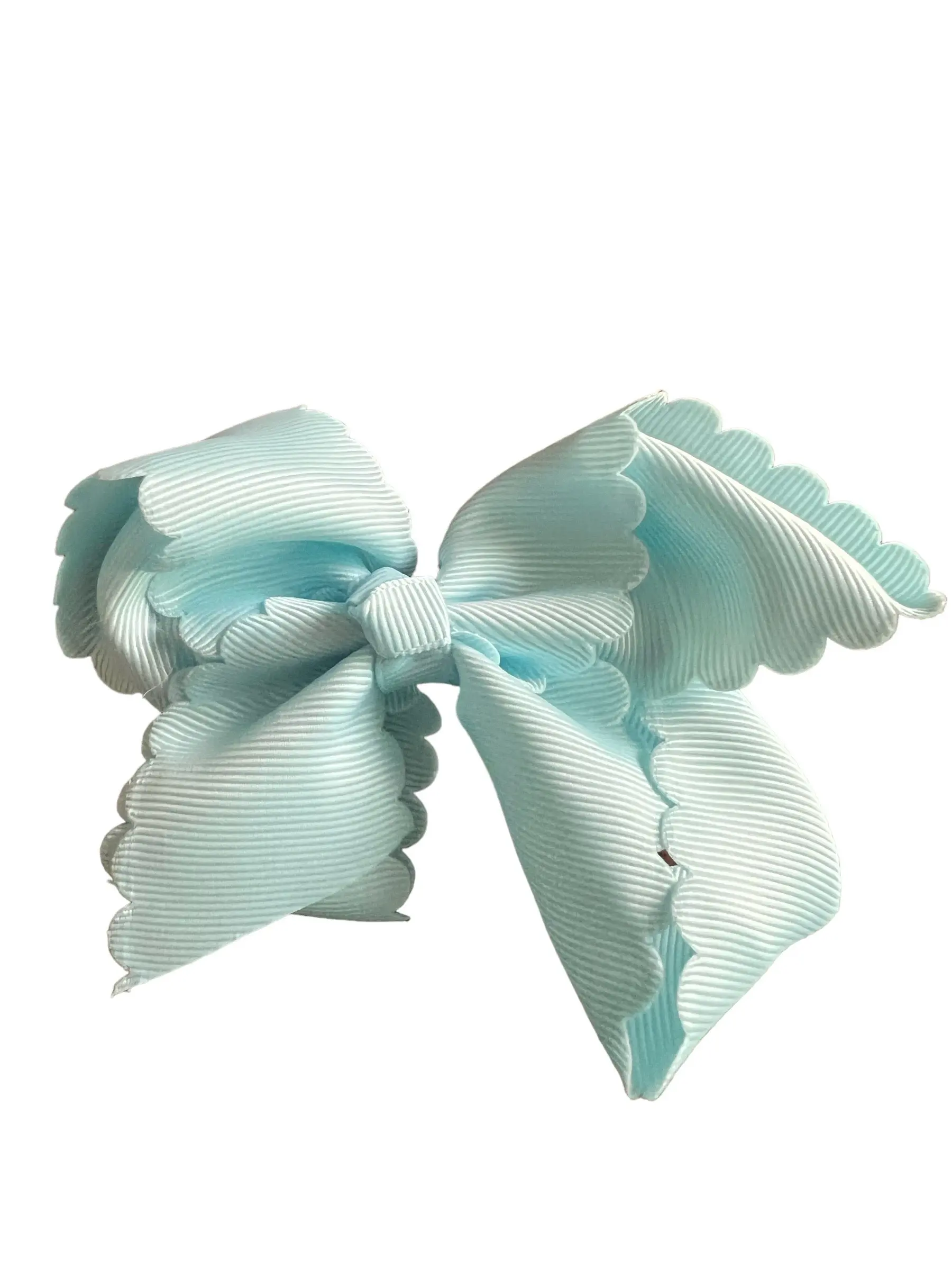 Light Blue Scalloped Edge Grosgrain Hair Bow
