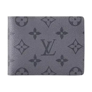 Louis Vuitton Slender Classic Monogram Short Fold Wallet for Men, Canvas-Coated, Gray-Black