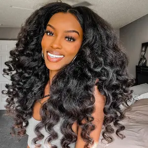 Vshow Wand Curls Half Human Hair Wigs With Drawstring Flip Over Half Wigs 250% Density Pre Wand Curly On Kinky Straight Wigs Easy Install #Summervibes
