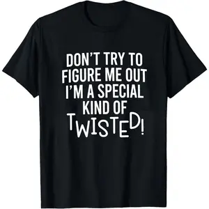 New Arrival: Creative Letter Pattern Uniquely Twisted Self-Print T-Shirt