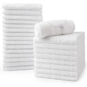 Microfiber washcloths towel pack of x 12 highly absorbent and soft face towels wash cloths for bathroom gym hotel and spa fast drying multipurpose cleaning cloth white