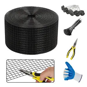 Heavy-Duty PVC Coated Wire Mesh for Solar Panel Bird & Critter Guard – 6in x 120ft, 1/2" Grid, Includes 100 Fastener Clips, 100 Cable Ties, Pliers & Gloves – Professional Unwanted Insect Barrier for Birds, Rodents, Pigeons & Squirrels