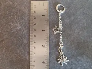 18g Moon Star Sun Silver Hoop earrings Hinged Clicker Ring Dangle Chain Drop Charm Helix Rook Conch Daith huggie piercing ear goth alt