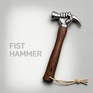 Unique Fist-shaped Ram Hammer, Stainless Steel Body with Solid Wood Non-slip Handle, Heavy Duty Multitool for Outdoor Camping Emergency Survival, Household Daily Repair Hand Tools, Exquisite Gift Box, Ideal Gift for Men & DIY Enthusiasts