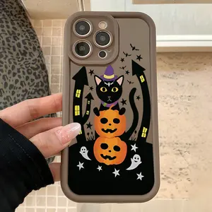 Halloween Pumpkin Cat Tpu Phone Case for iPhone 6/7/8/x/XS/XR/XS Max, Shockproof Full Coverage Protective Cover